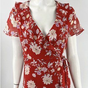 Lush floral wrap dress. Fully lined. Women XS